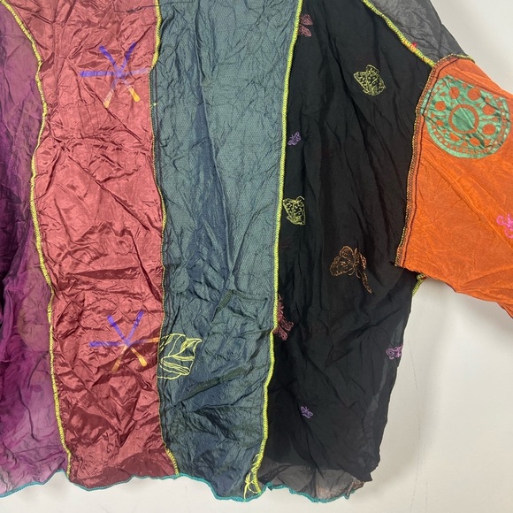 Skramble Colorblock Hippie Printed Kimono Tie Front One Size - Picture 8 of 8